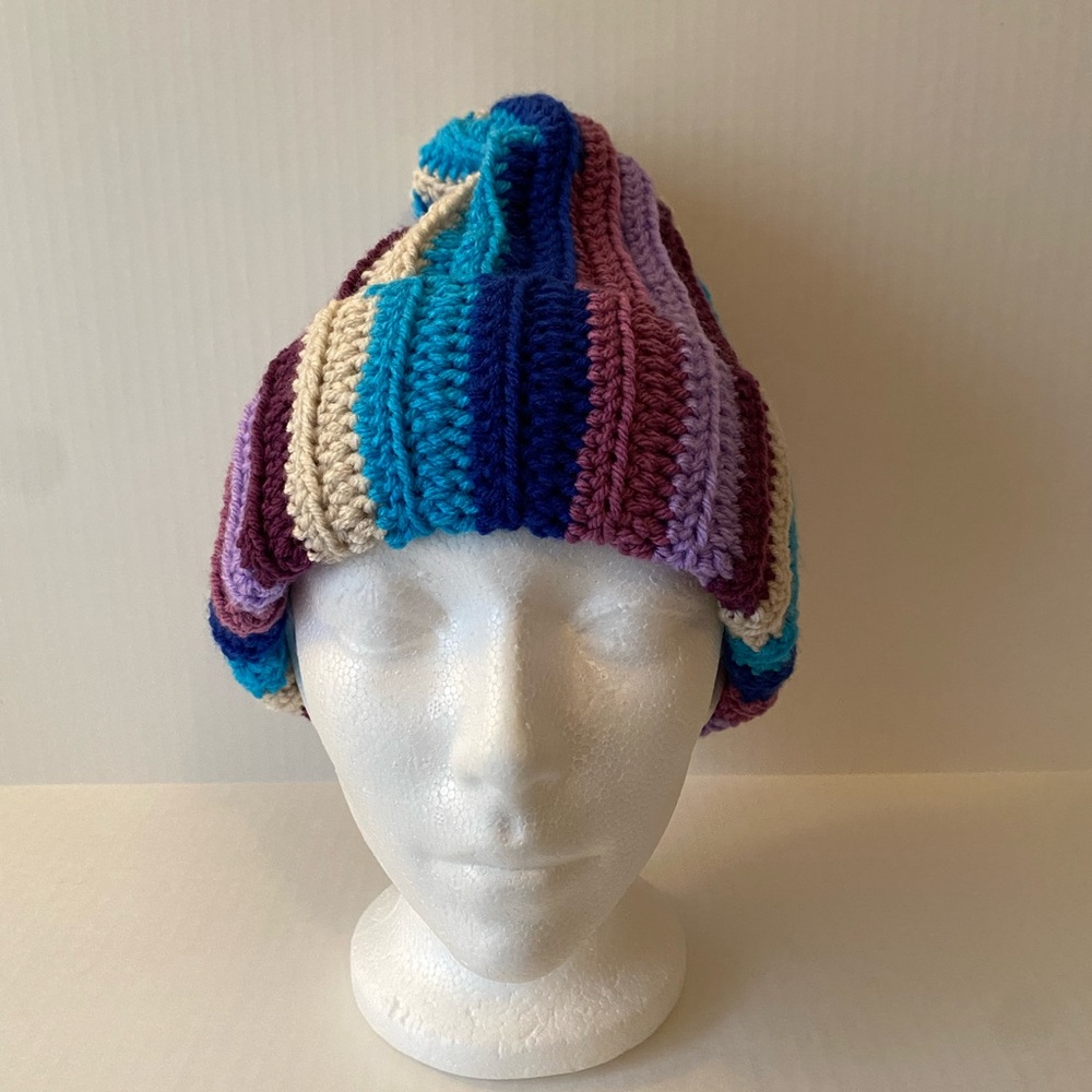 Multicolor Striped Crochet Beanie